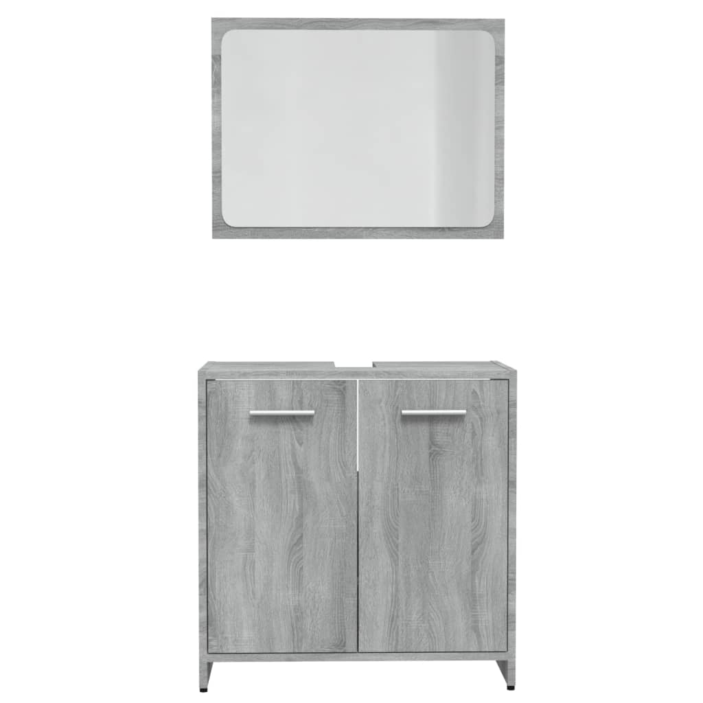 Set de mobilier de baie, gri sonoma, lemn prelucrat