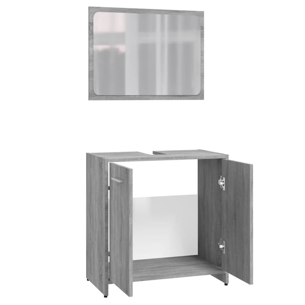 Set de mobilier de baie, gri sonoma, lemn prelucrat