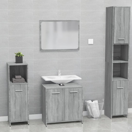 Set de mobilier de baie, gri sonoma, lemn prelucrat