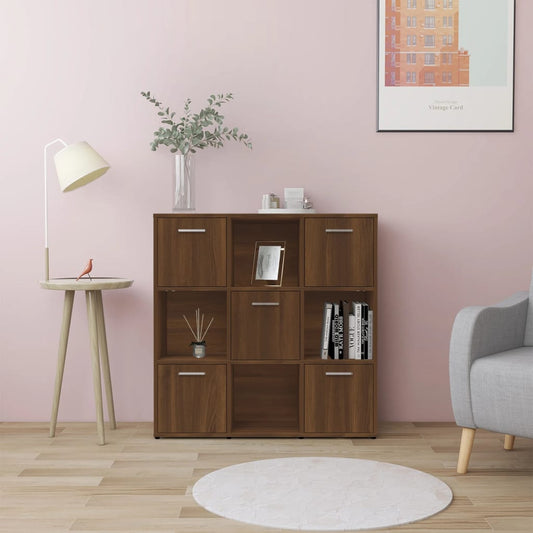 Bibliotecă, stejar maro, 90x30x90 cm, lemn prelucrat