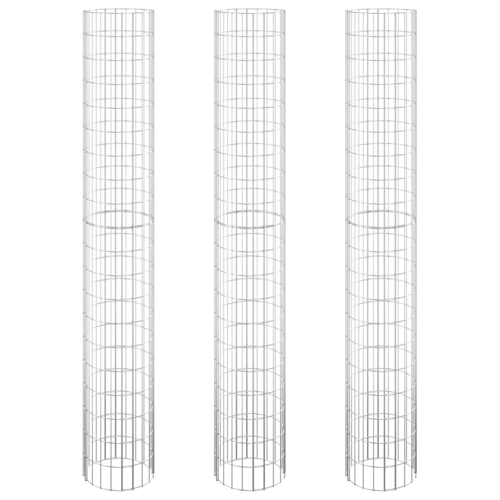 Strat înălțat gabion 3 buc. Ø30x200 cm oțel galvanizat circular