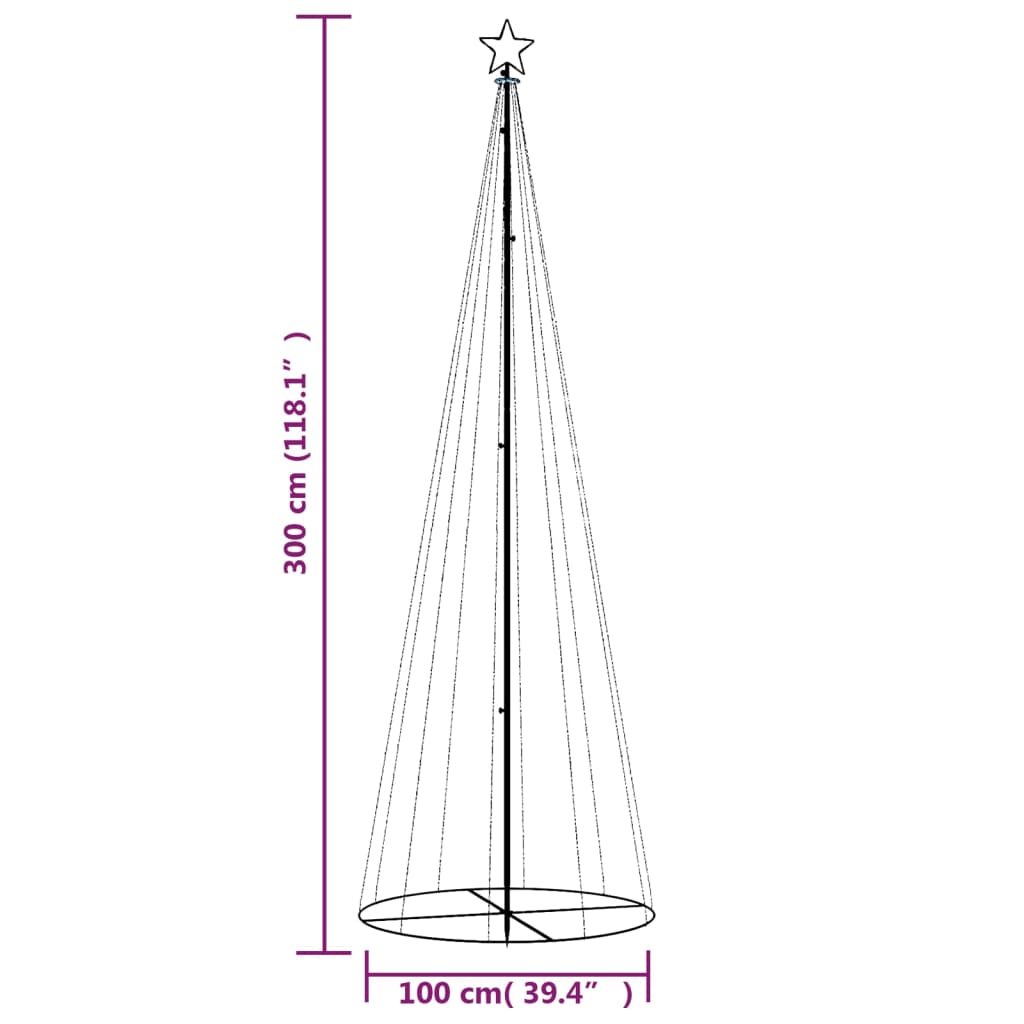 Brad de Crăciun conic, 310 LED-uri, alb cald, 100x300 cm