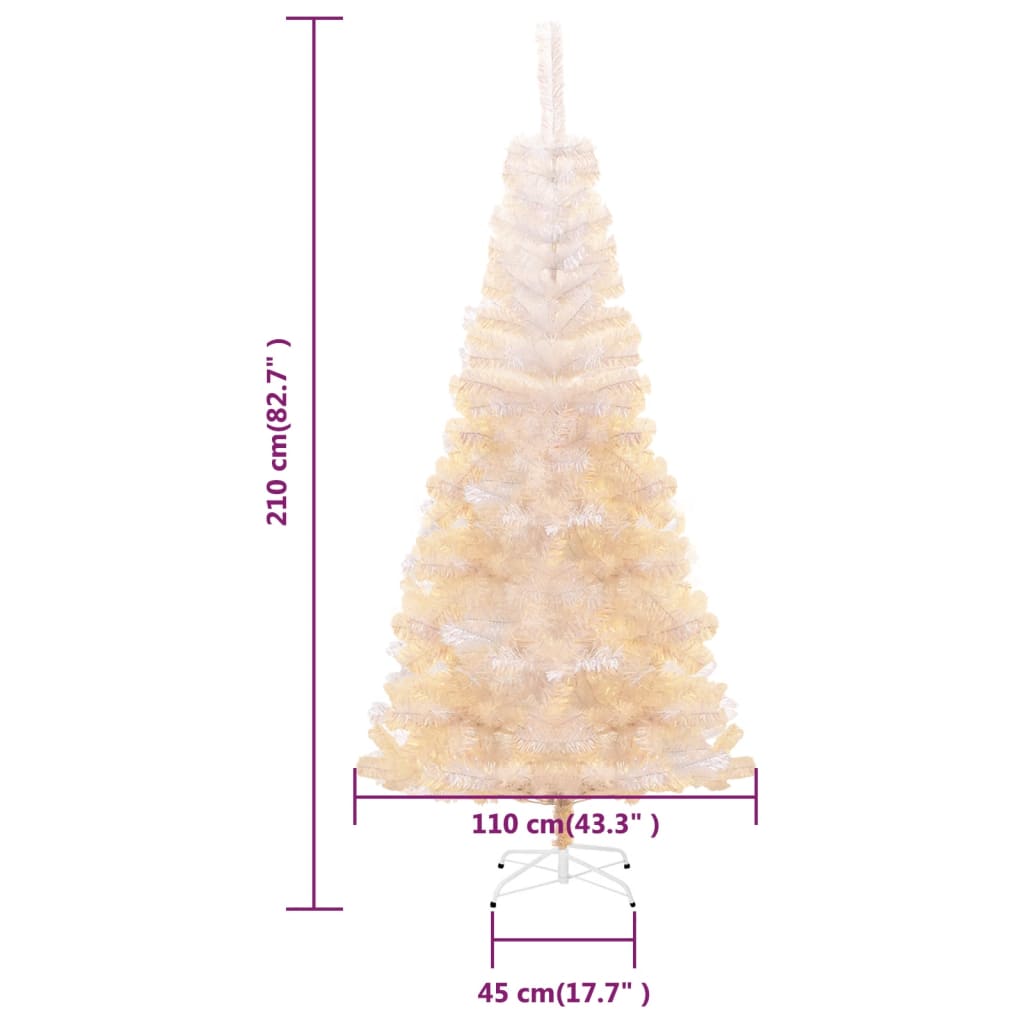 Brad de Crăciun artificial cu vârfuri irizate, alb, 210 cm, PVC