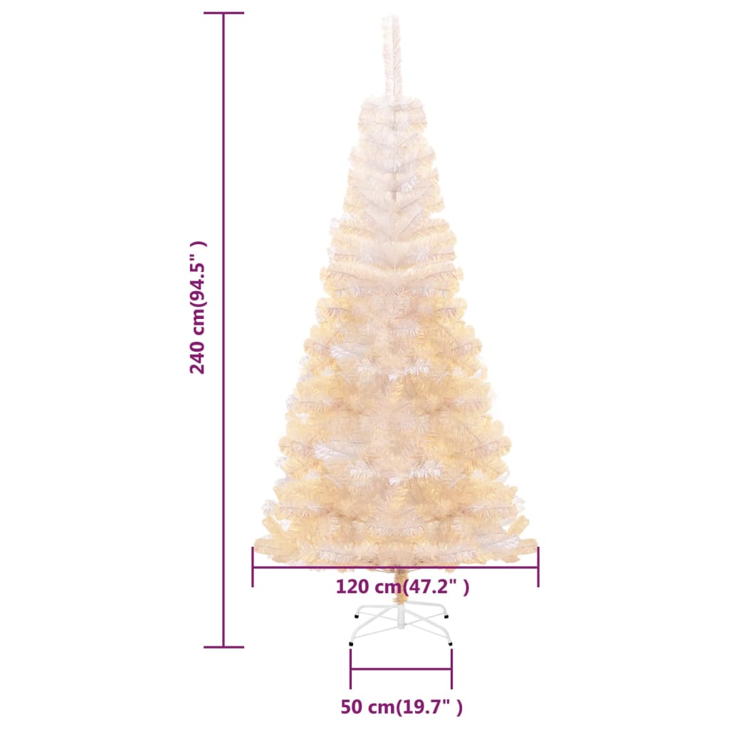 Brad de Crăciun artificial cu vârfuri irizate, alb, 240 cm, PVC