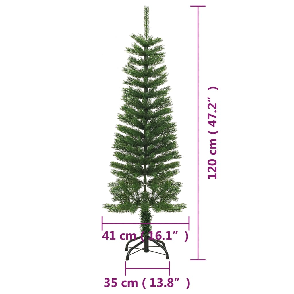 Brad de Crăciun artificial subțire cu suport, 120 cm, PE