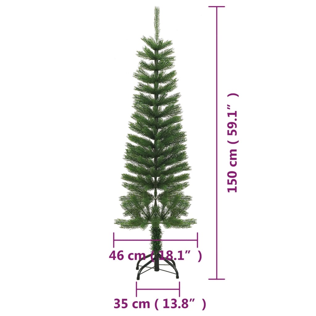 Brad de Crăciun artificial subțire cu suport, 150 cm, PE