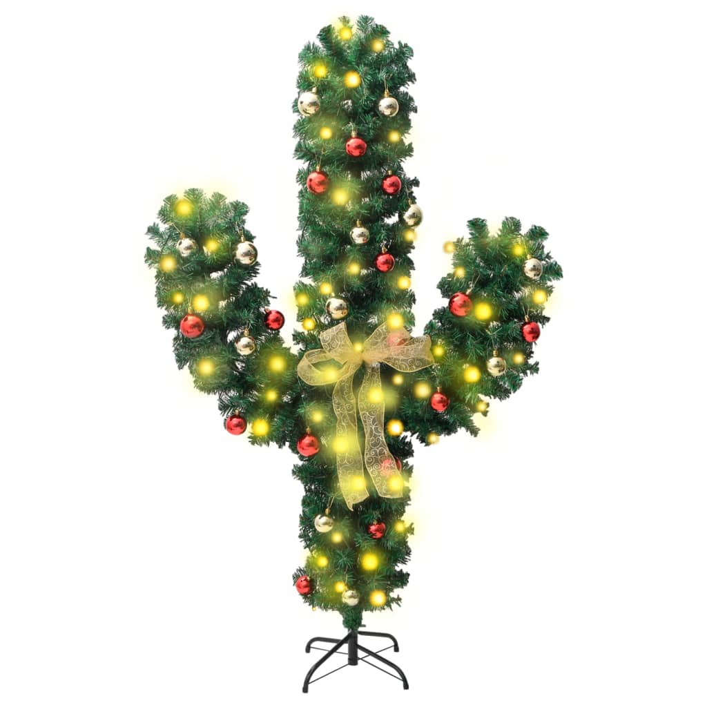 Cactus de Crăciun cu suport și LED, verde, 150 cm, PVC