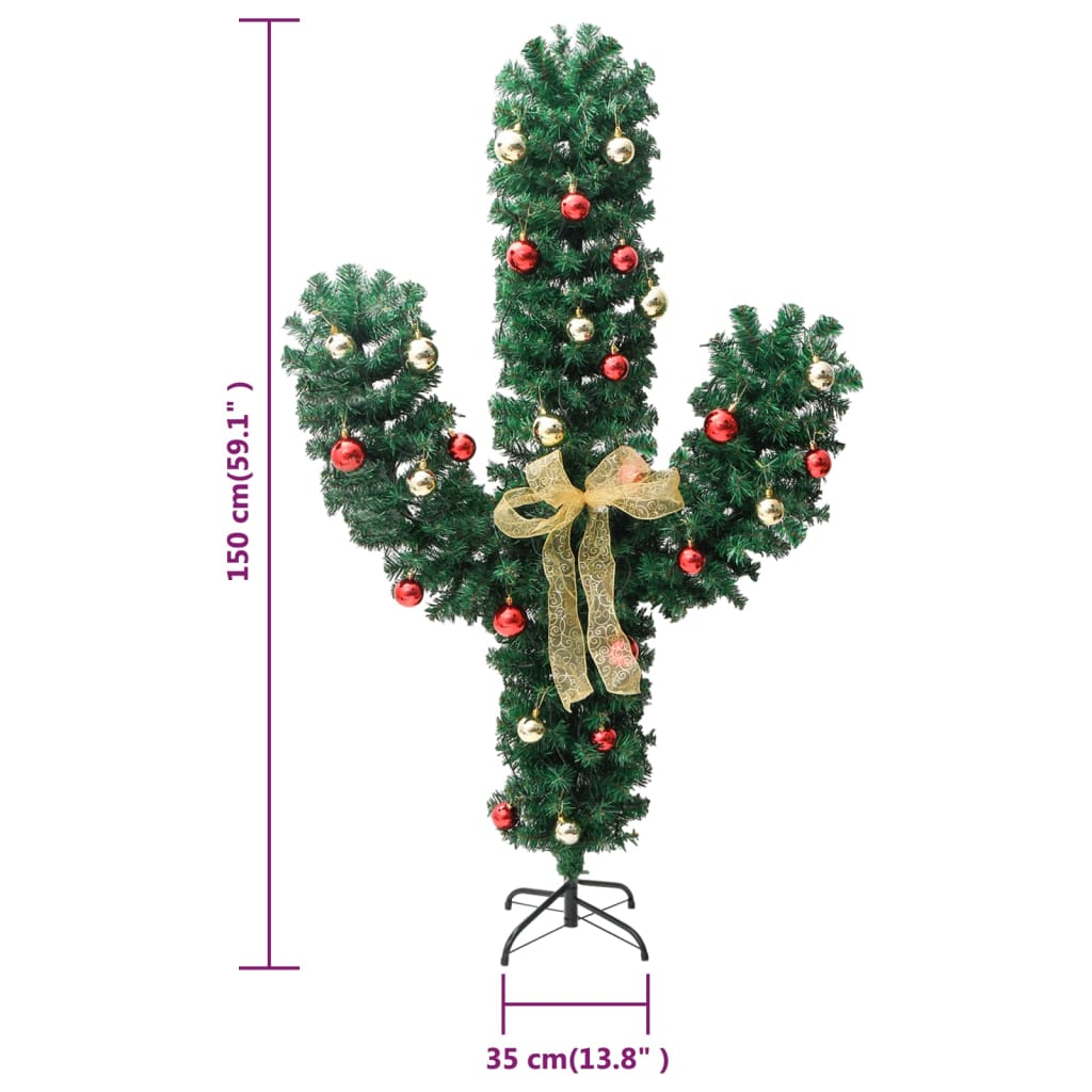 Cactus de Crăciun cu suport și LED, verde, 150 cm, PVC