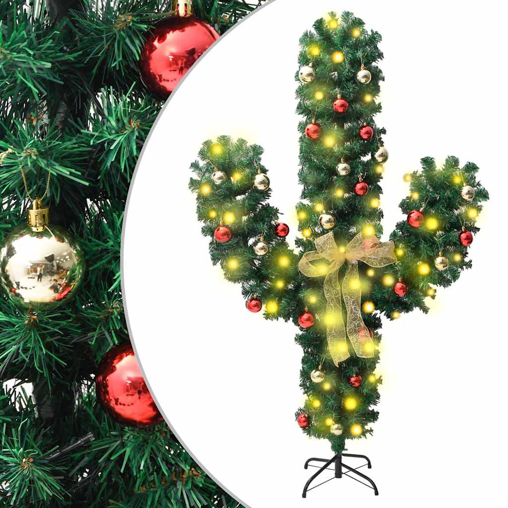 Cactus de Crăciun cu suport și LED, verde, 210 cm, PVC