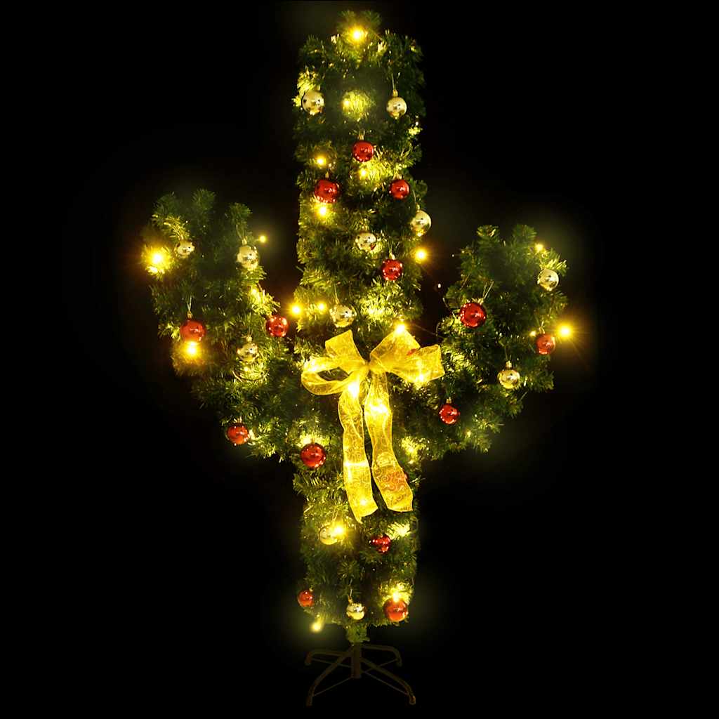 Cactus de Crăciun cu suport și LED, verde, 210 cm, PVC