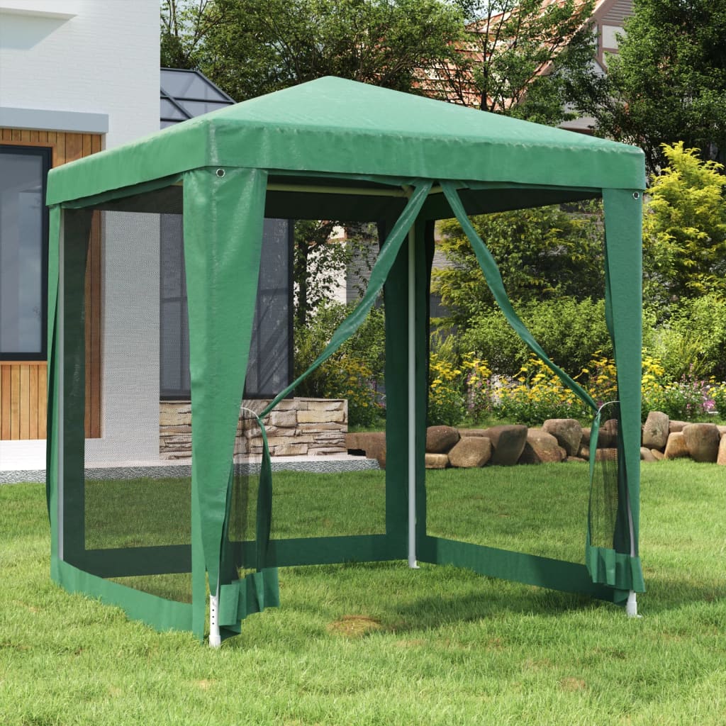 Cort de petrecere cu 4 pereți din plasă, verde, 2x2 m, HDPE