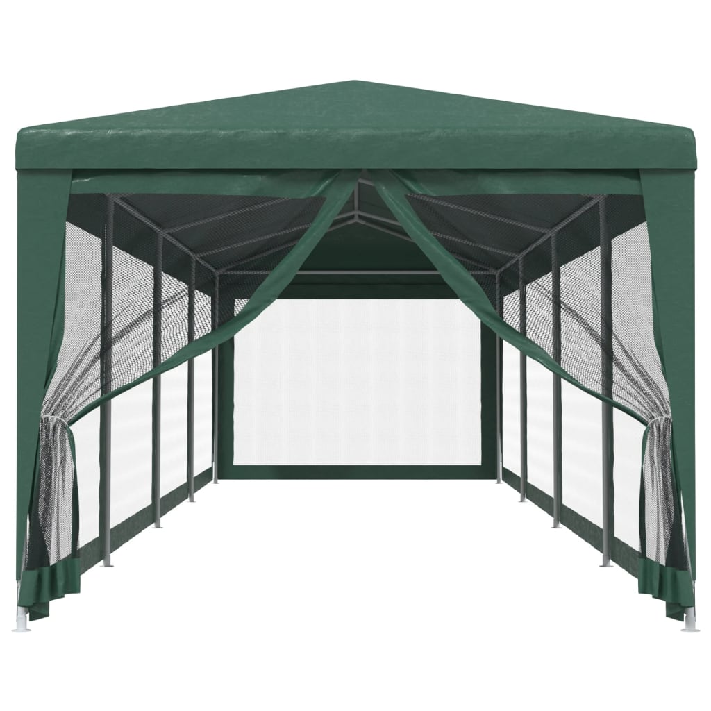 Cort de petrecere cu 10 pereți din plasă, verde, 3x12 m, HDPE