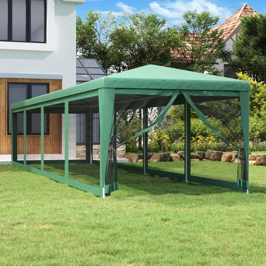 Cort de petrecere cu 10 pereți din plasă, verde, 3x12 m, HDPE