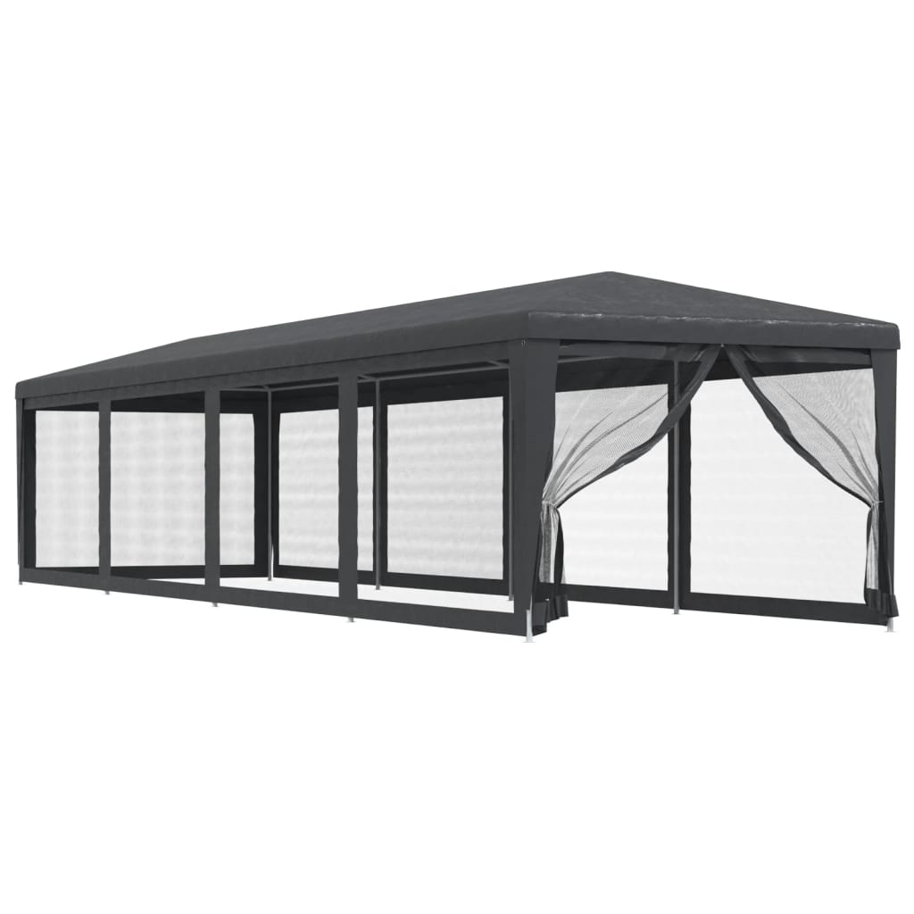 Cort de petrecere cu 10 pereți din plasă, antracit, 3x12 m HDPE