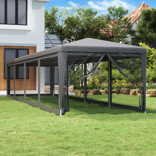 Cort de petrecere cu 10 pereți din plasă, antracit, 3x12 m HDPE