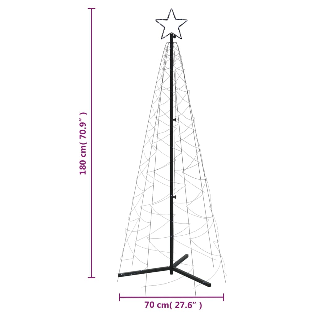 Brad de Crăciun conic, 200 LED-uri, alb rece, 70x180 cm