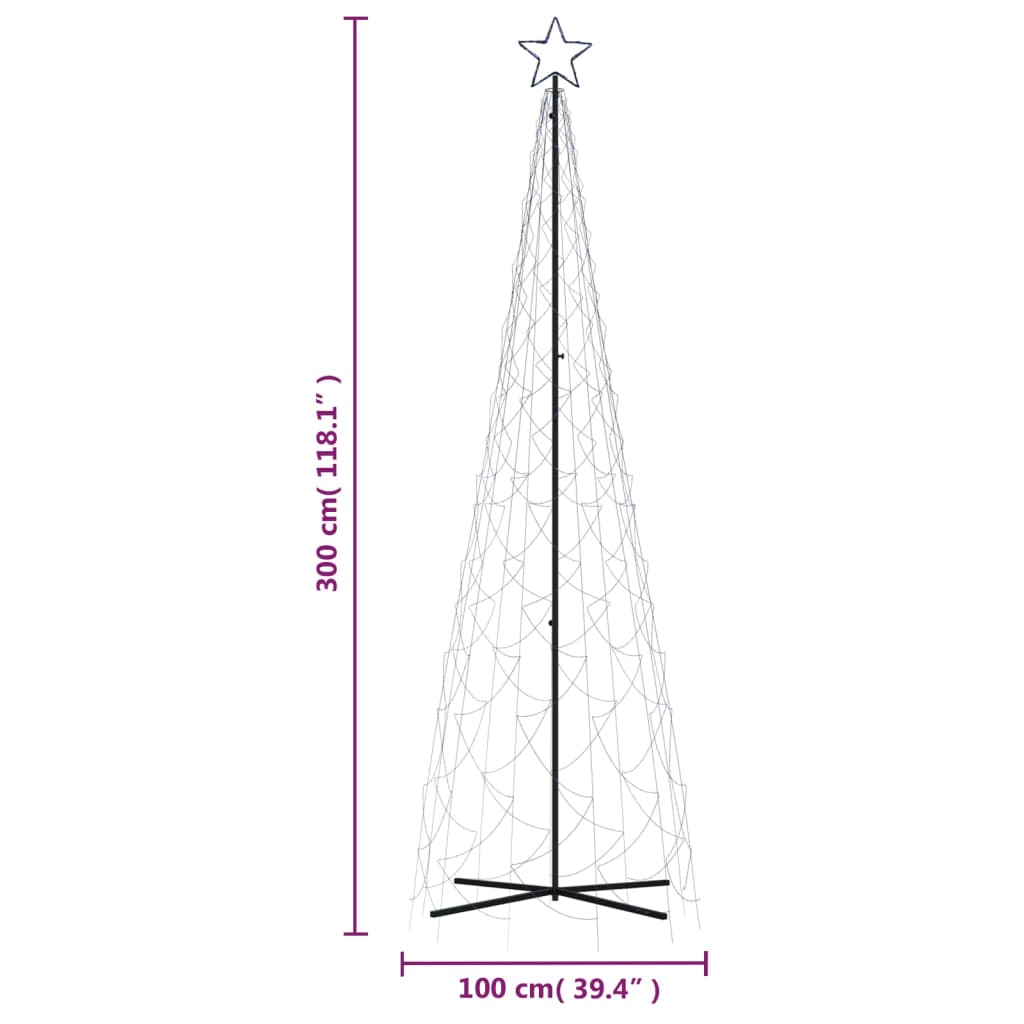 Brad de Crăciun conic, 500 LED-uri, albastru, 100x300 cm