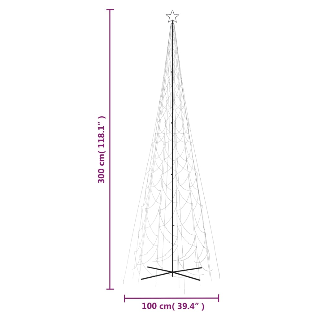 Brad de Crăciun conic, 3000 LED-uri, alb rece, 230x800 cm