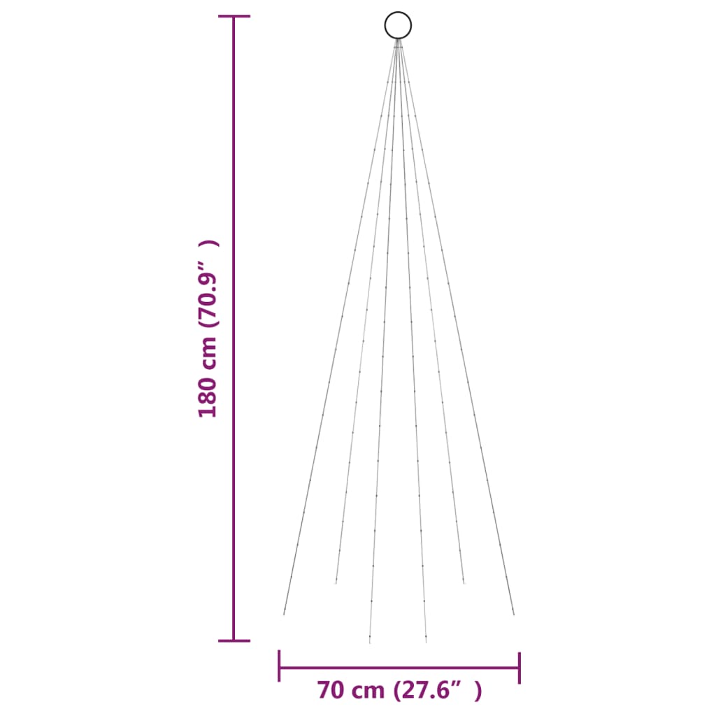 Brad de Crăciun pe catarg, 108 LED-uri, multicolor, 180 cm