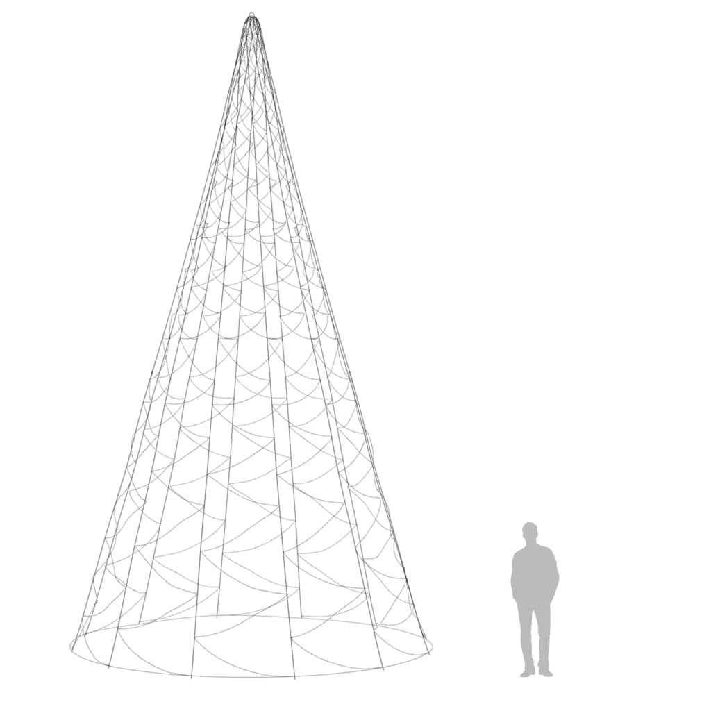 Brad de Crăciun pe catarg, 3000 LED-uri, albastru, 800 cm