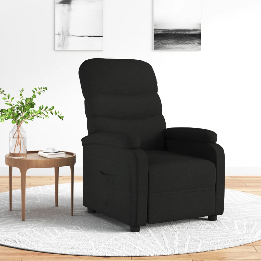 Fotoliu rabatabil, negru, material textil