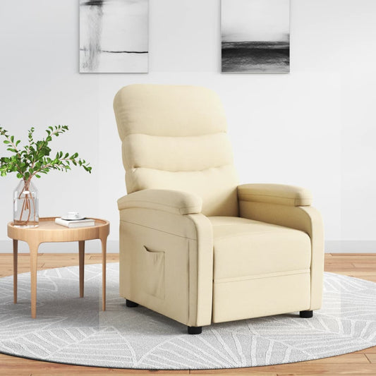 Fotoliu rabatabil, crem, material textil
