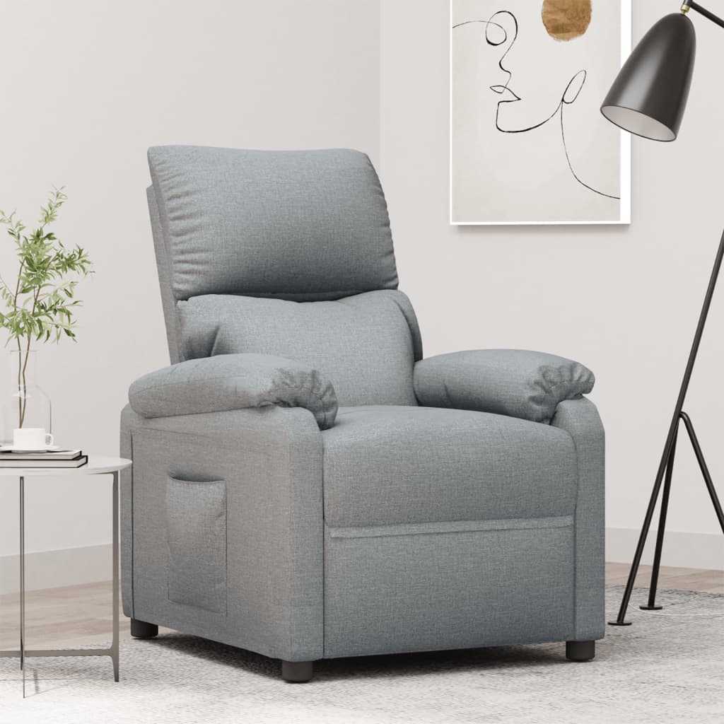 Fotoliu rabatabil, gri deschis, material textil