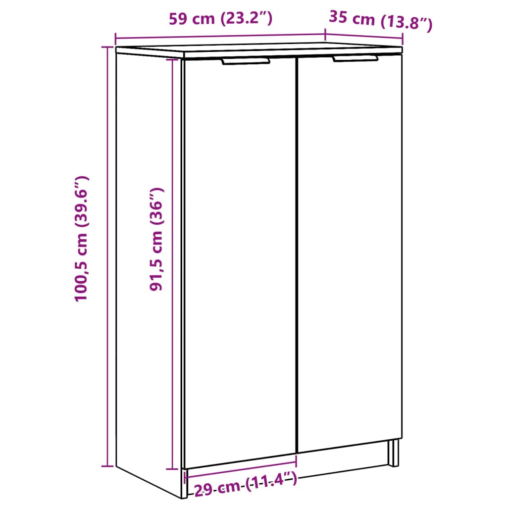 Pantofar, gri beton, 59x35x100 cm, lemn compozit