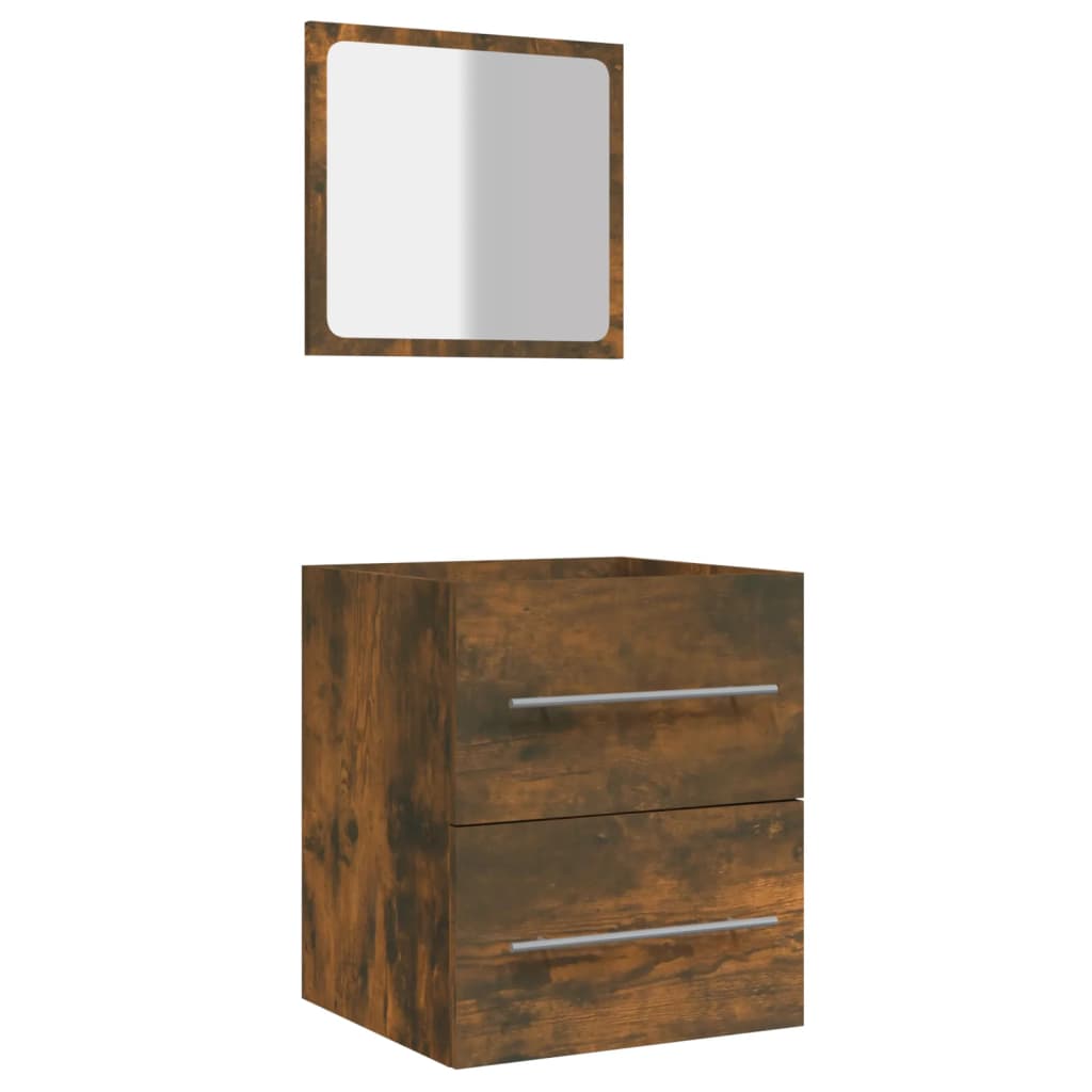 Bathroom cabinet with mirror, smoky oak, 41x38.5x48 cm