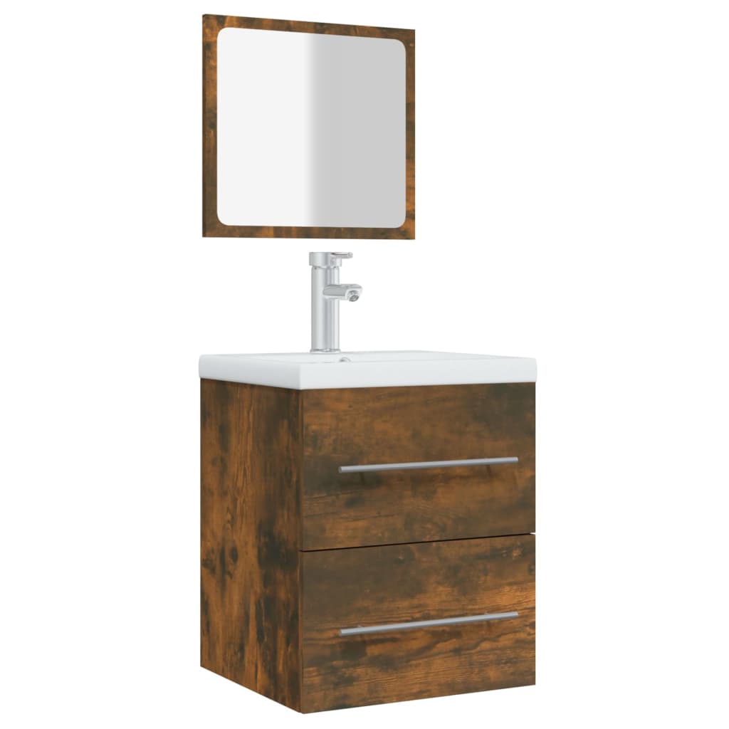 Bathroom cabinet with mirror, smoky oak, 41x38.5x48 cm