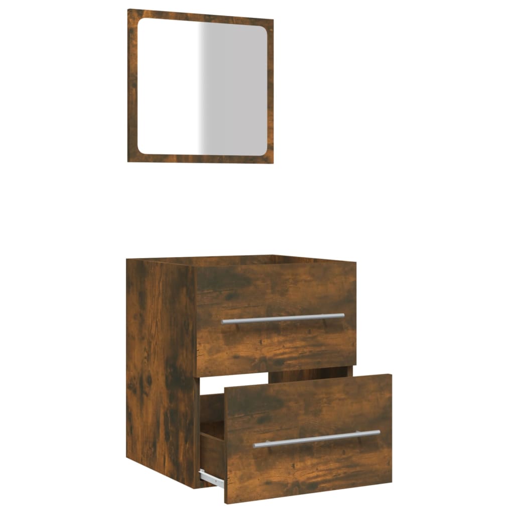 Bathroom cabinet with mirror, smoky oak, 41x38.5x48 cm