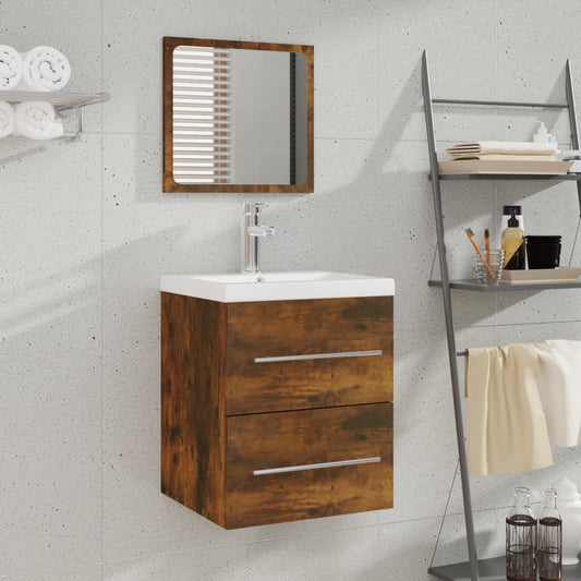 Bathroom cabinet with mirror, smoky oak, 41x38.5x48 cm