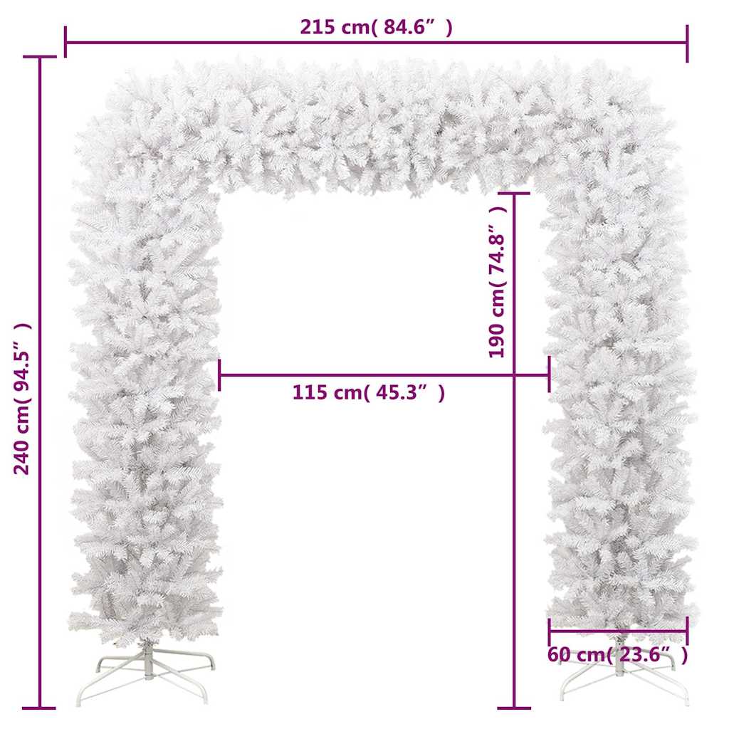 Arcadă pom de Crăciun, alb, 240 cm