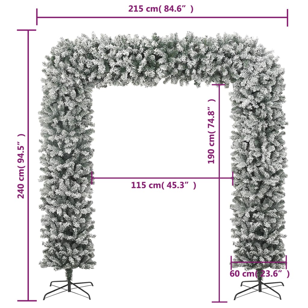 Arcadă pom de Crăciun cu zăpadă pufoasă, 240 cm