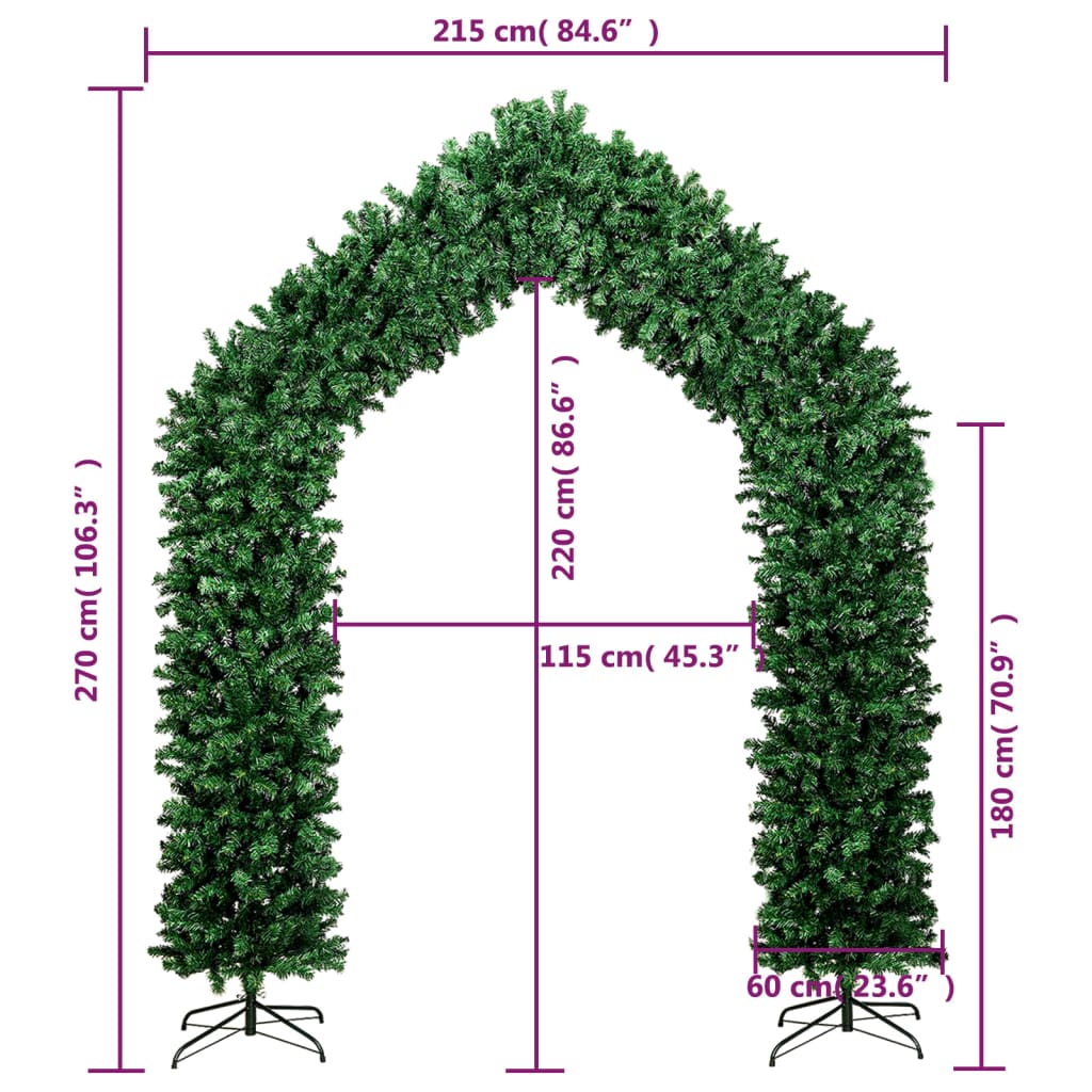 Arcadă pom de Crăciun, verde, 270 cm