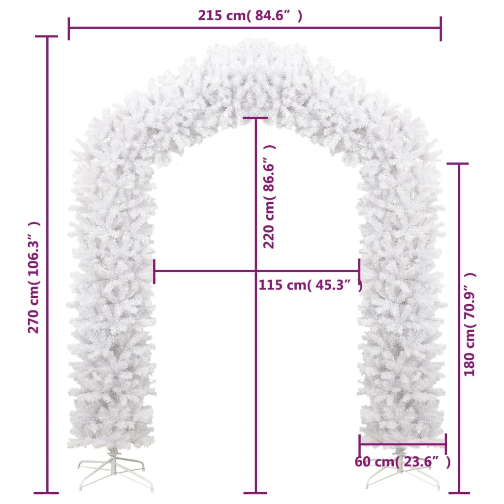 Arcadă pom de Crăciun, alb, 270 cm