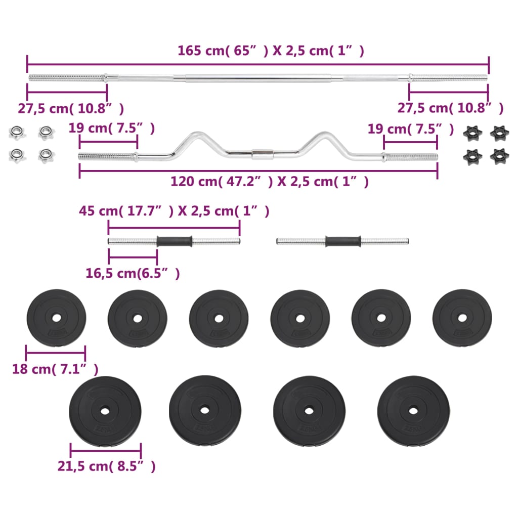 Set de haltere și gantere, 30 kg