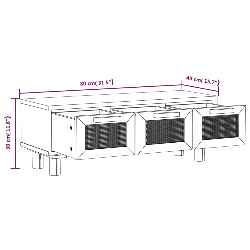 Măsuță de cafea negru 80x40x30 cm lemn prelucrat&lemn masiv pin