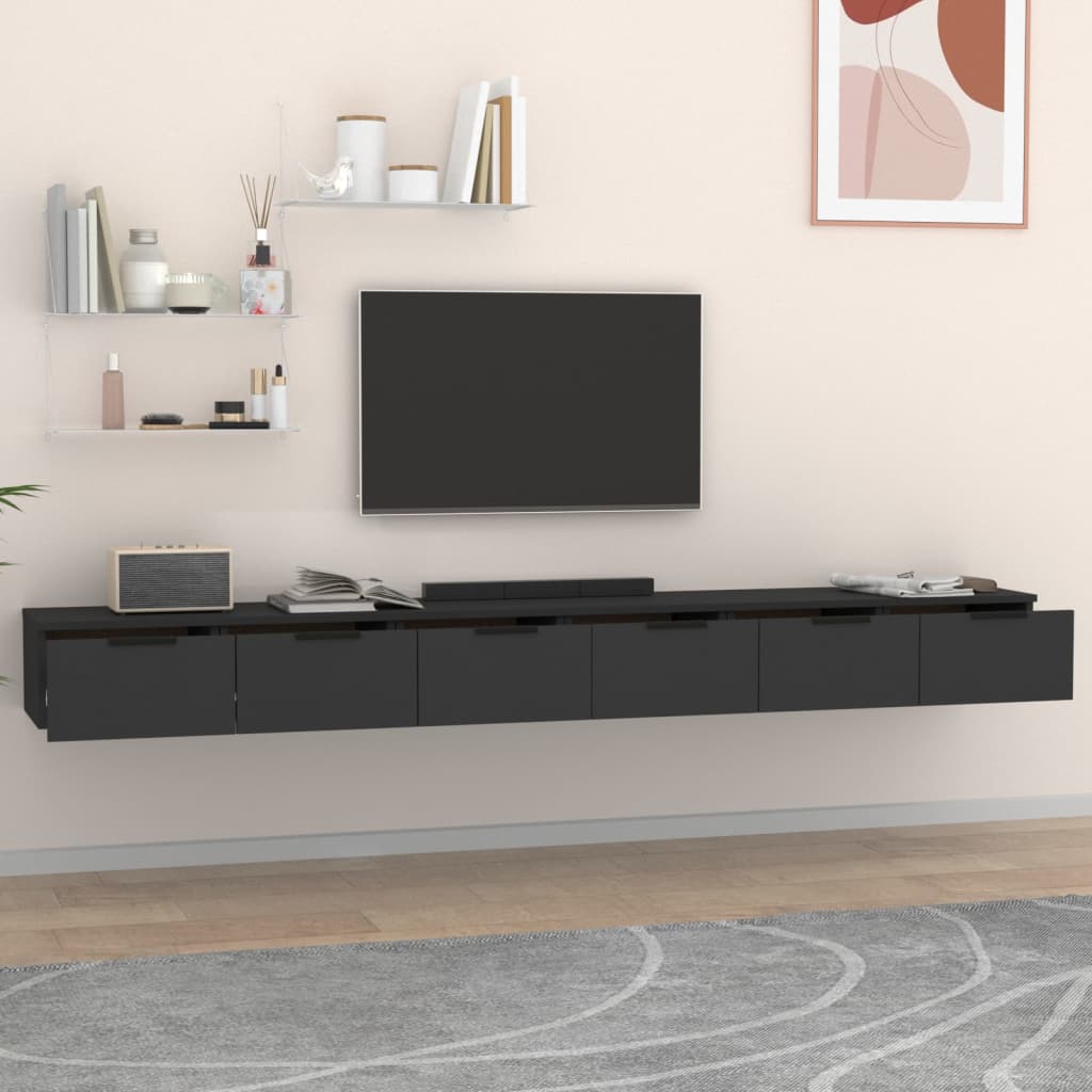 Dulapuri de perete, 2 buc., negru, 102x30x20 cm, lemn prelucrat
