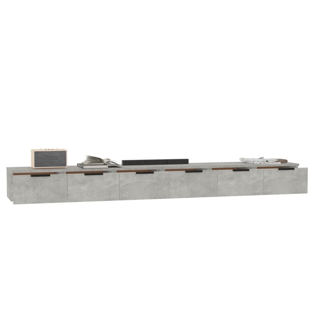 Dulapuri perete, 2 buc., gri beton 102x30x20 cm, lemn prelucrat
