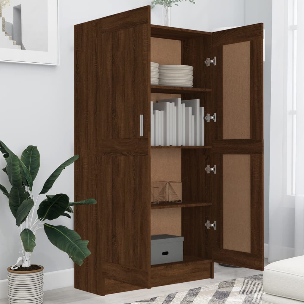 Bibliotecă, stejar maro, 82,5x30,5x150 cm, lemn prelucrat