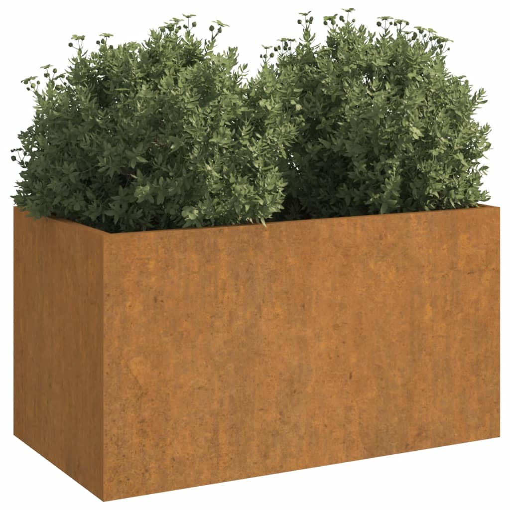 Jardinieră, 62x30x29 cm, oțel corten