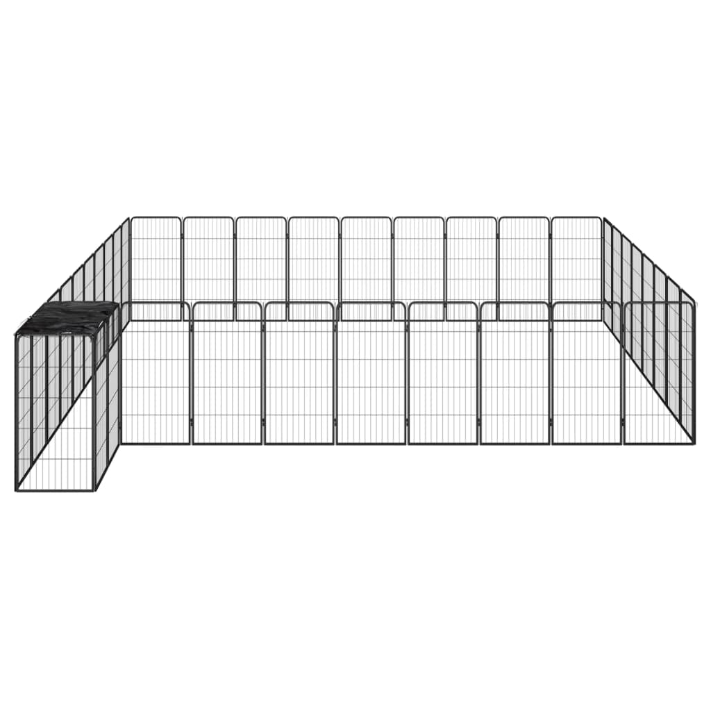 Țarc câini 38 panouri negru 50x100 cm oțel vopsit electrostatic