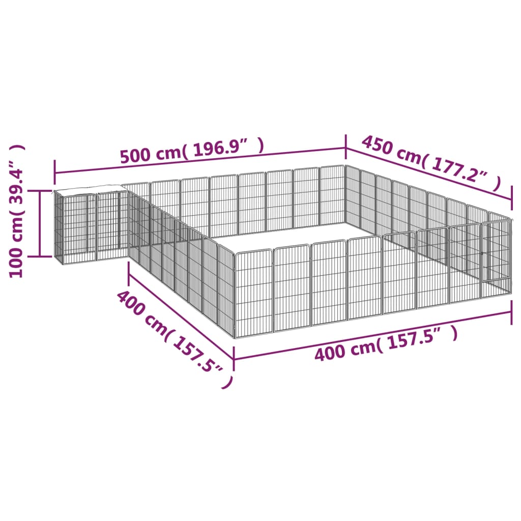 Țarc câini 38 panouri negru 50x100 cm oțel vopsit electrostatic