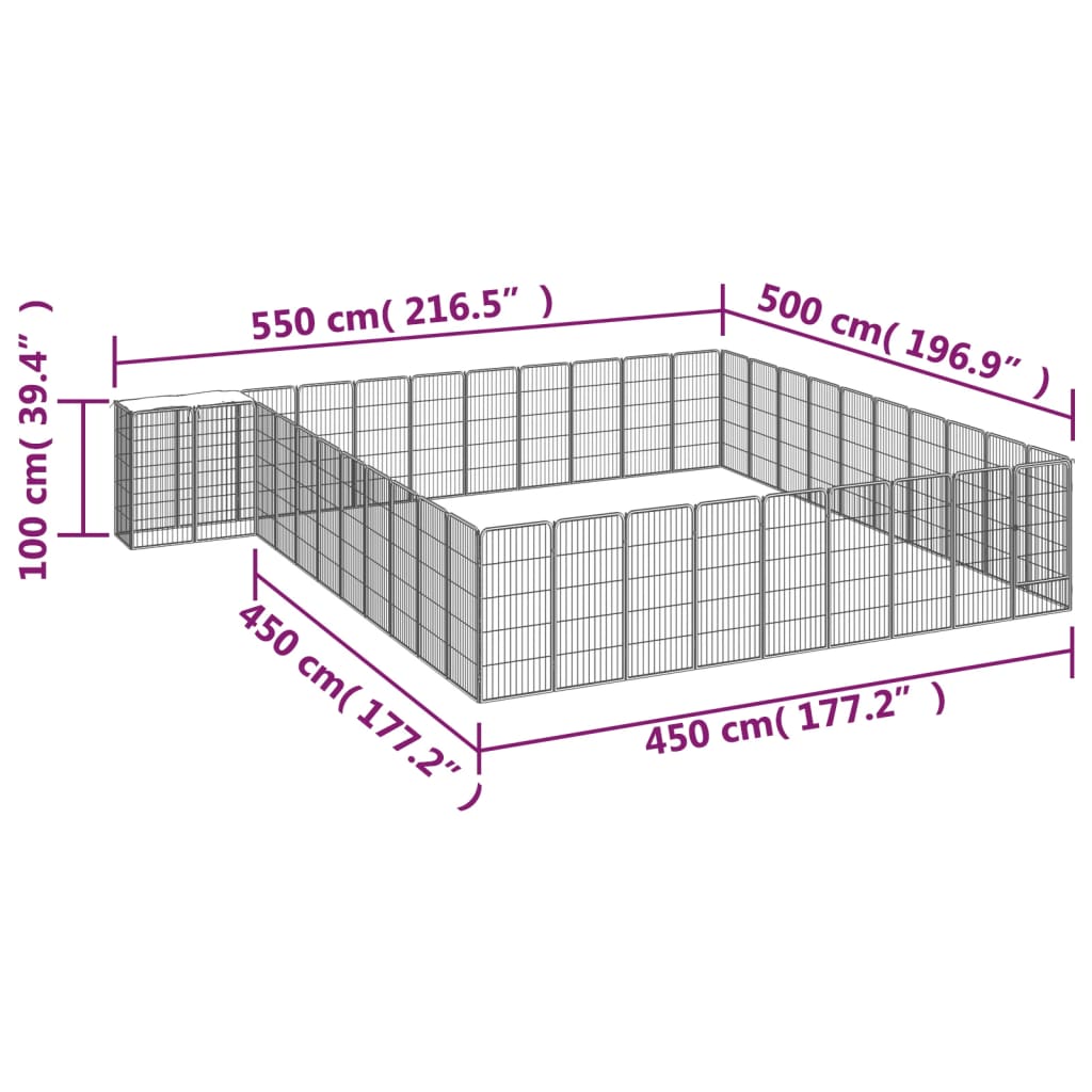 Țarc câini 42 panouri negru 50x100 cm oțel vopsit electrostatic