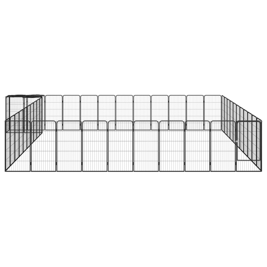 Țarc câini 46 panouri negru 50x100 cm oțel vopsit electrostatic