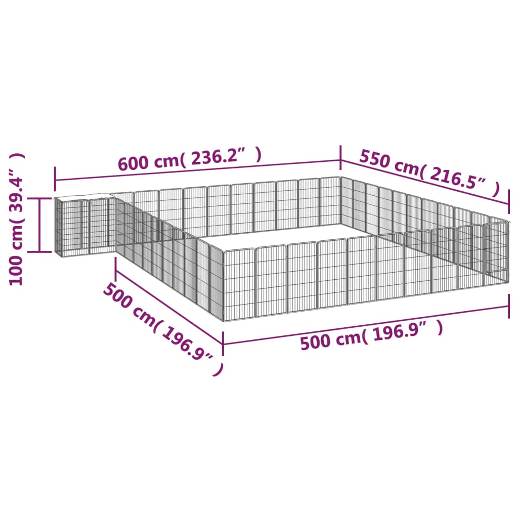 Țarc câini 46 panouri negru 50x100 cm oțel vopsit electrostatic