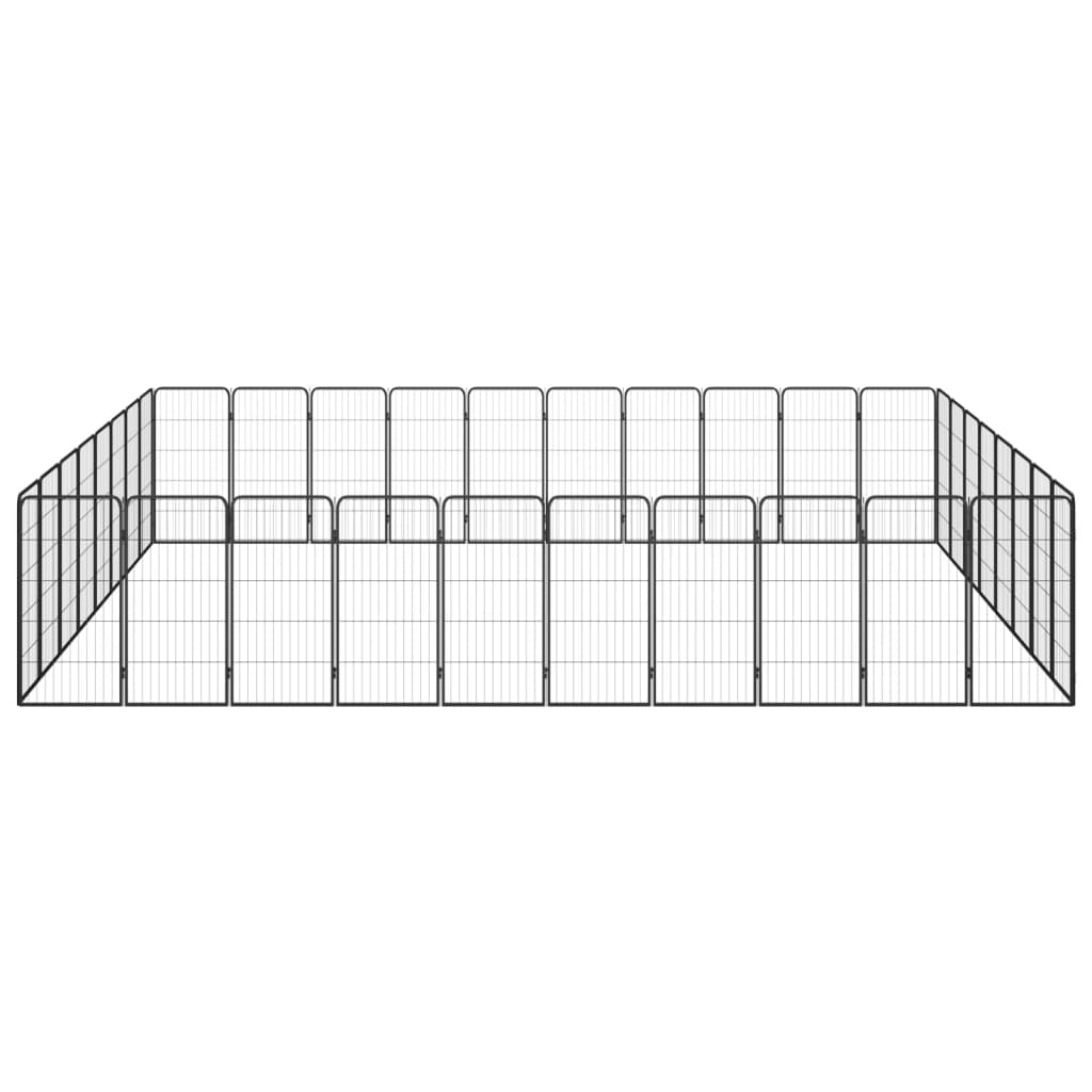 Țarc câini 36 panouri negru 50x100 cm oțel vopsit electrostatic