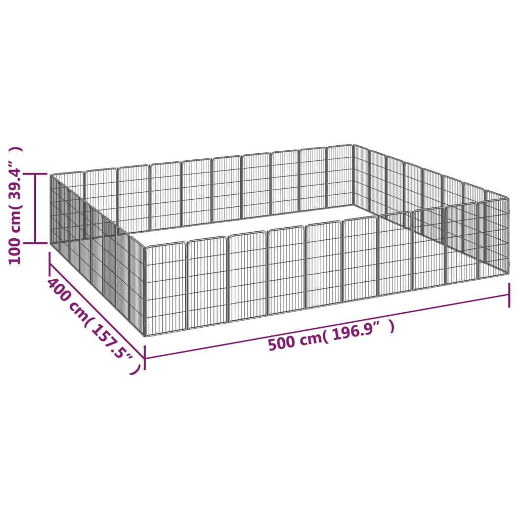 Țarc câini 36 panouri negru 50x100 cm oțel vopsit electrostatic