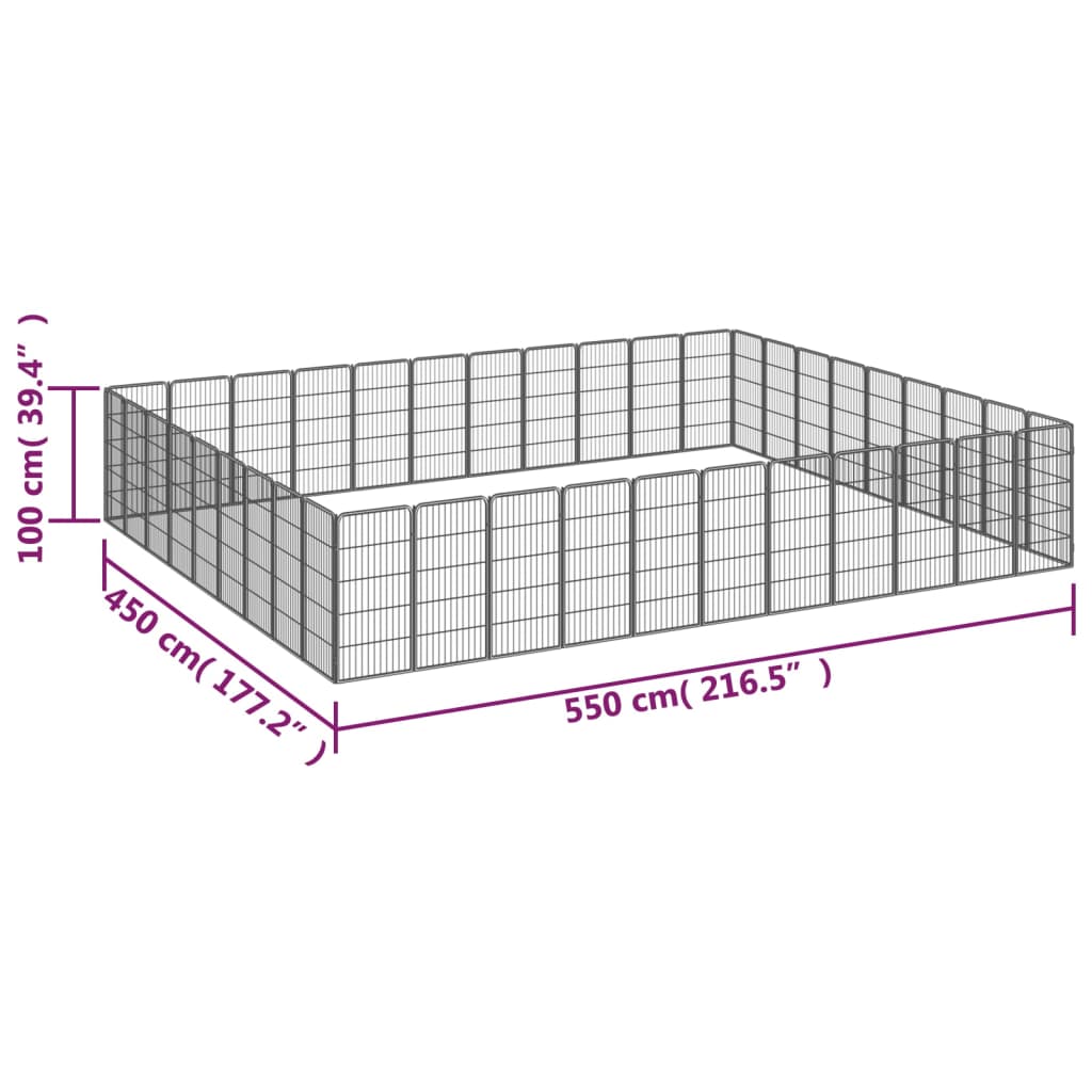 Țarc câini 40 panouri negru 50x100 cm oțel vopsit electrostatic